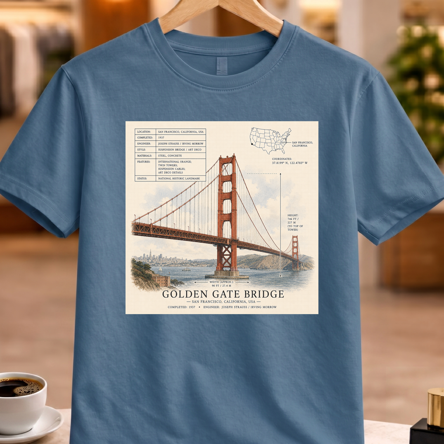 HERITAGE STRUCTURAL GOLDEN GATE BRIDGE TEE