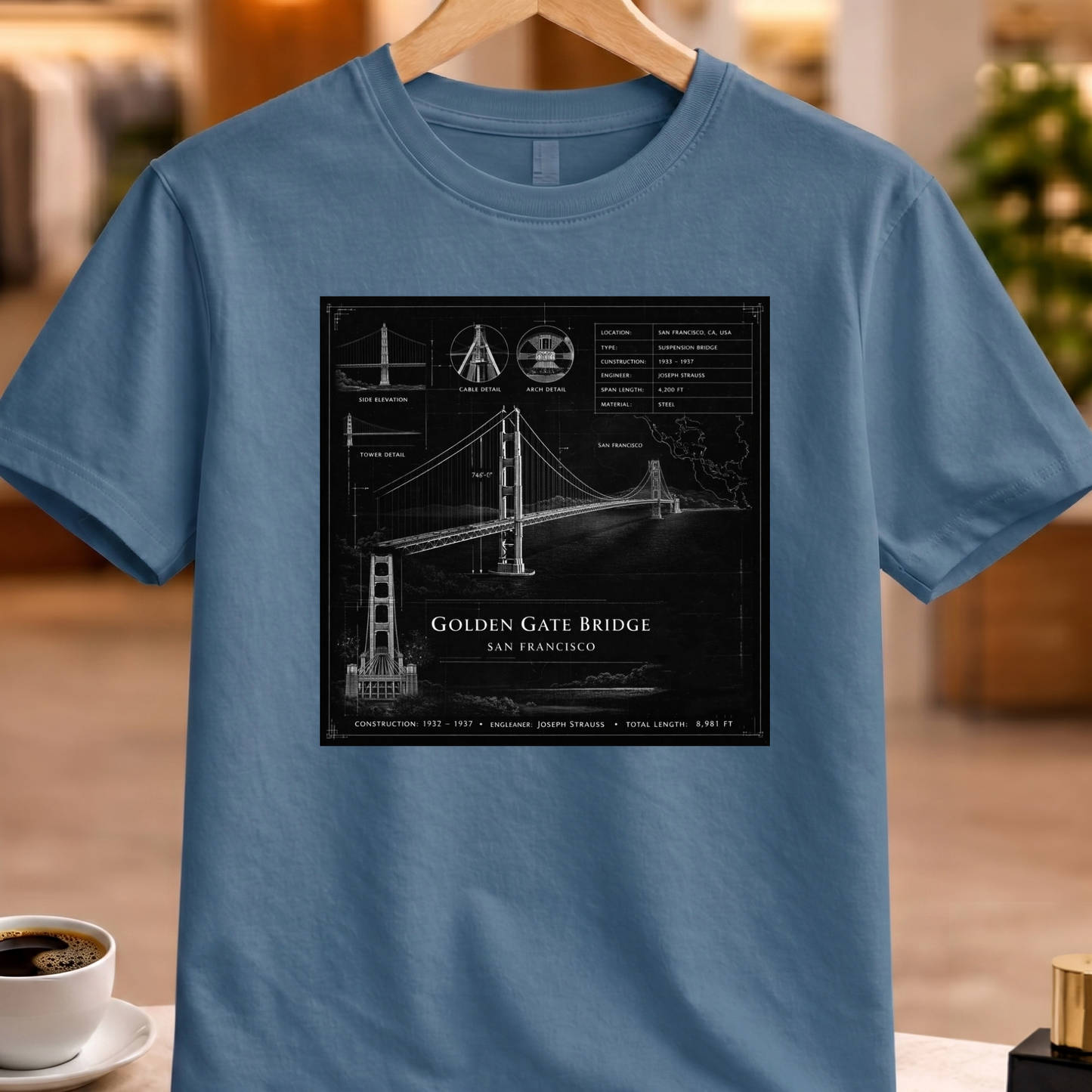 HERITAGE ARCHITECTURE GOLDEN GATE BRIDGE TEE