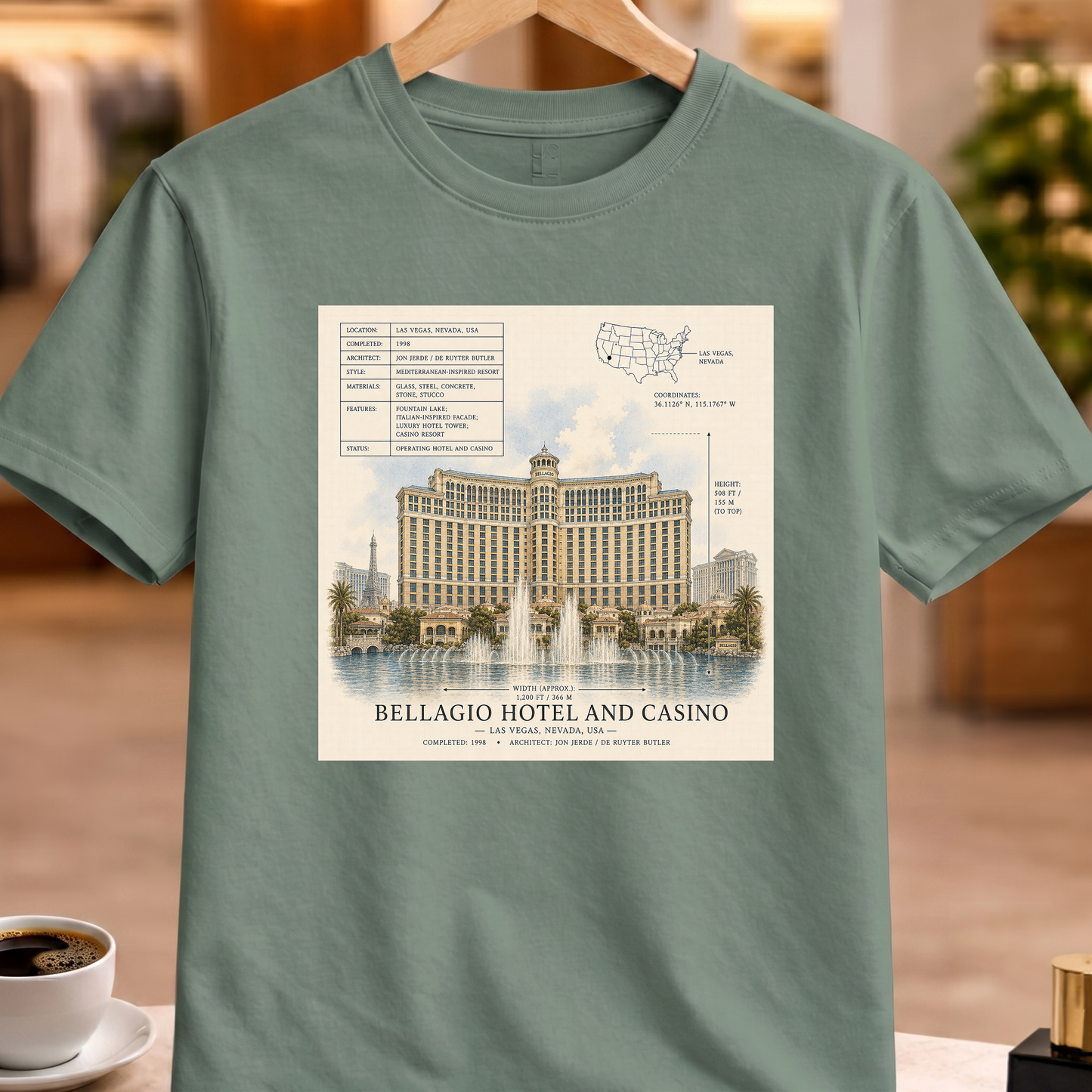 HERITAGE STRUCTURAL BELLAGIO HOTEL AND CASINO TEE