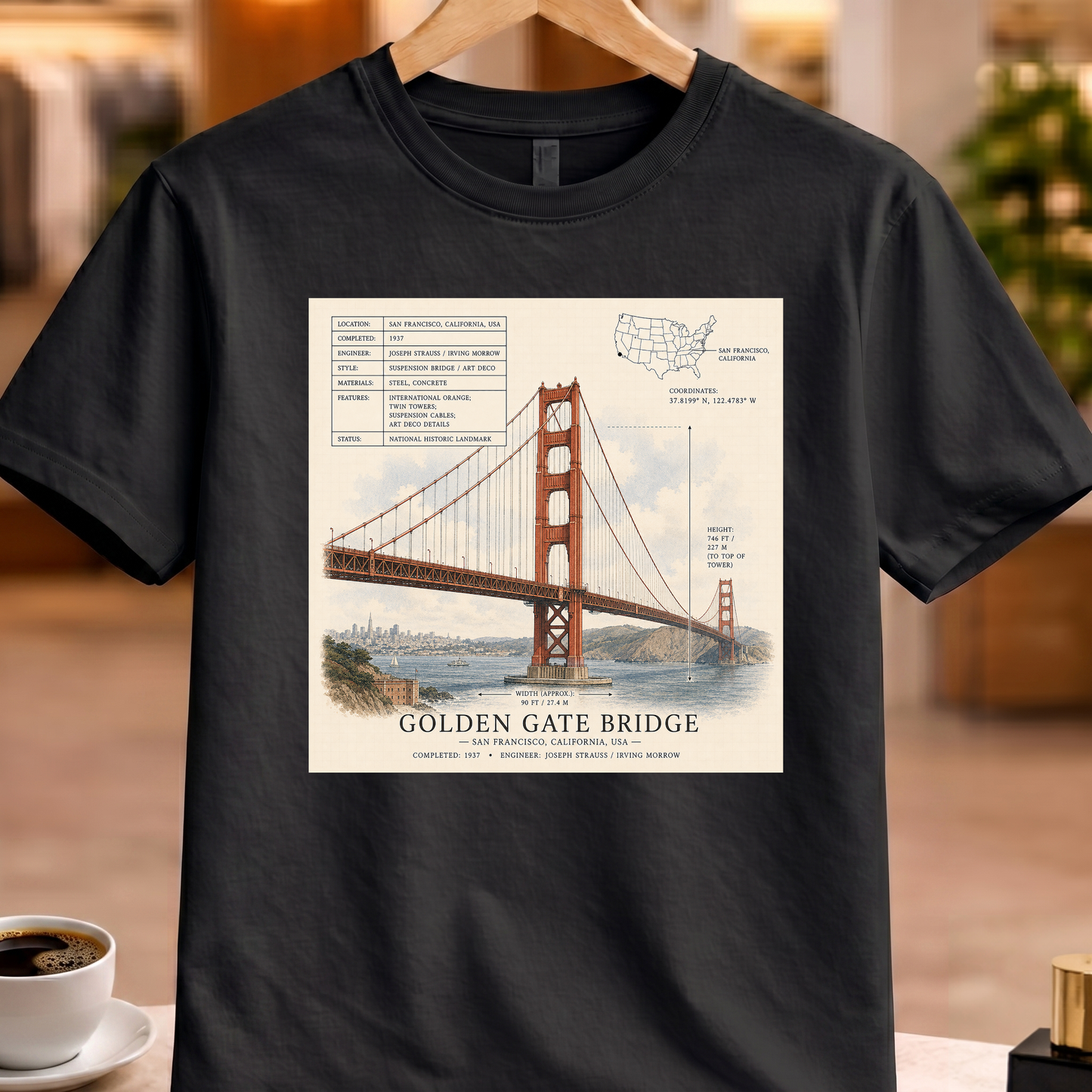 HERITAGE STRUCTURAL GOLDEN GATE BRIDGE TEE