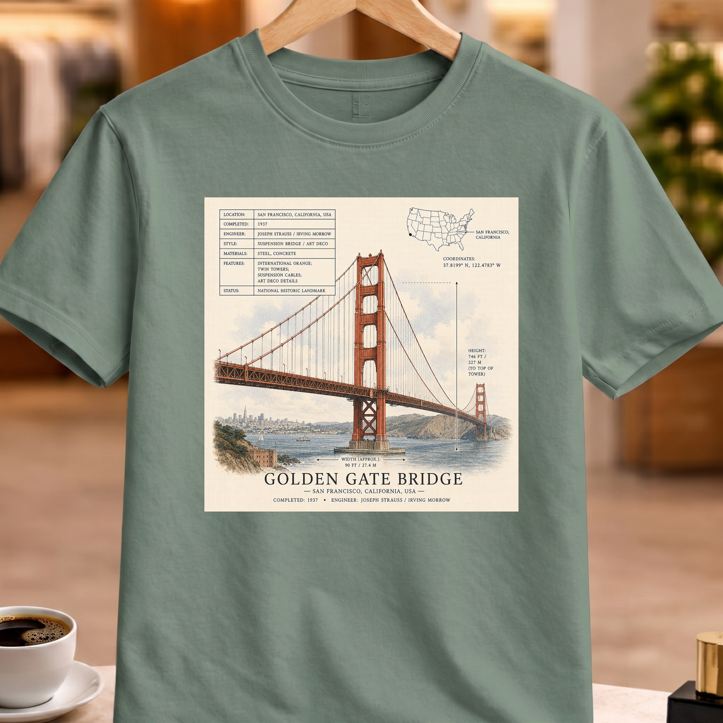 HERITAGE STRUCTURAL GOLDEN GATE BRIDGE TEE