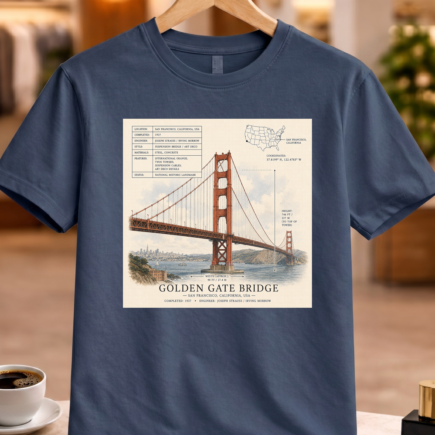 HERITAGE STRUCTURAL GOLDEN GATE BRIDGE TEE