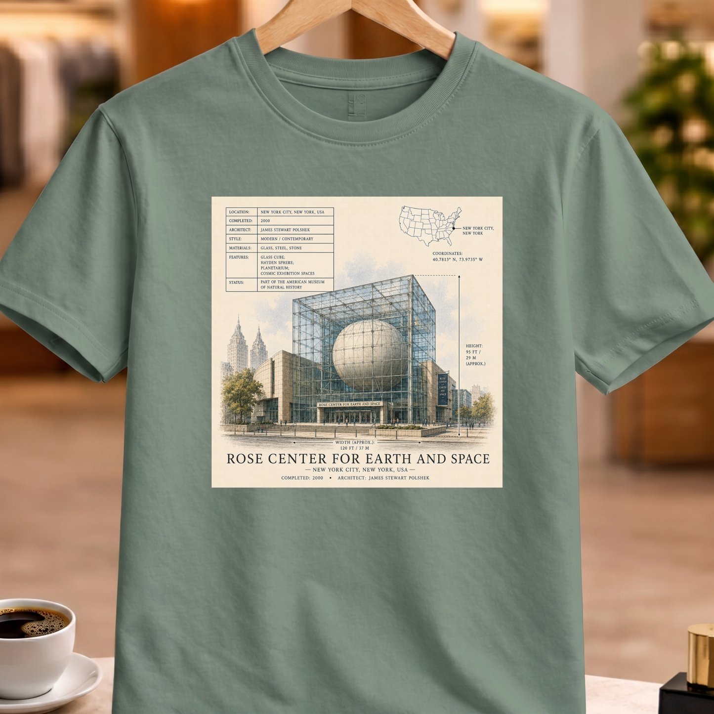 HERITAGE STRUCTURAL ROSE CENTER FOR EARTH AND SPACE TEE