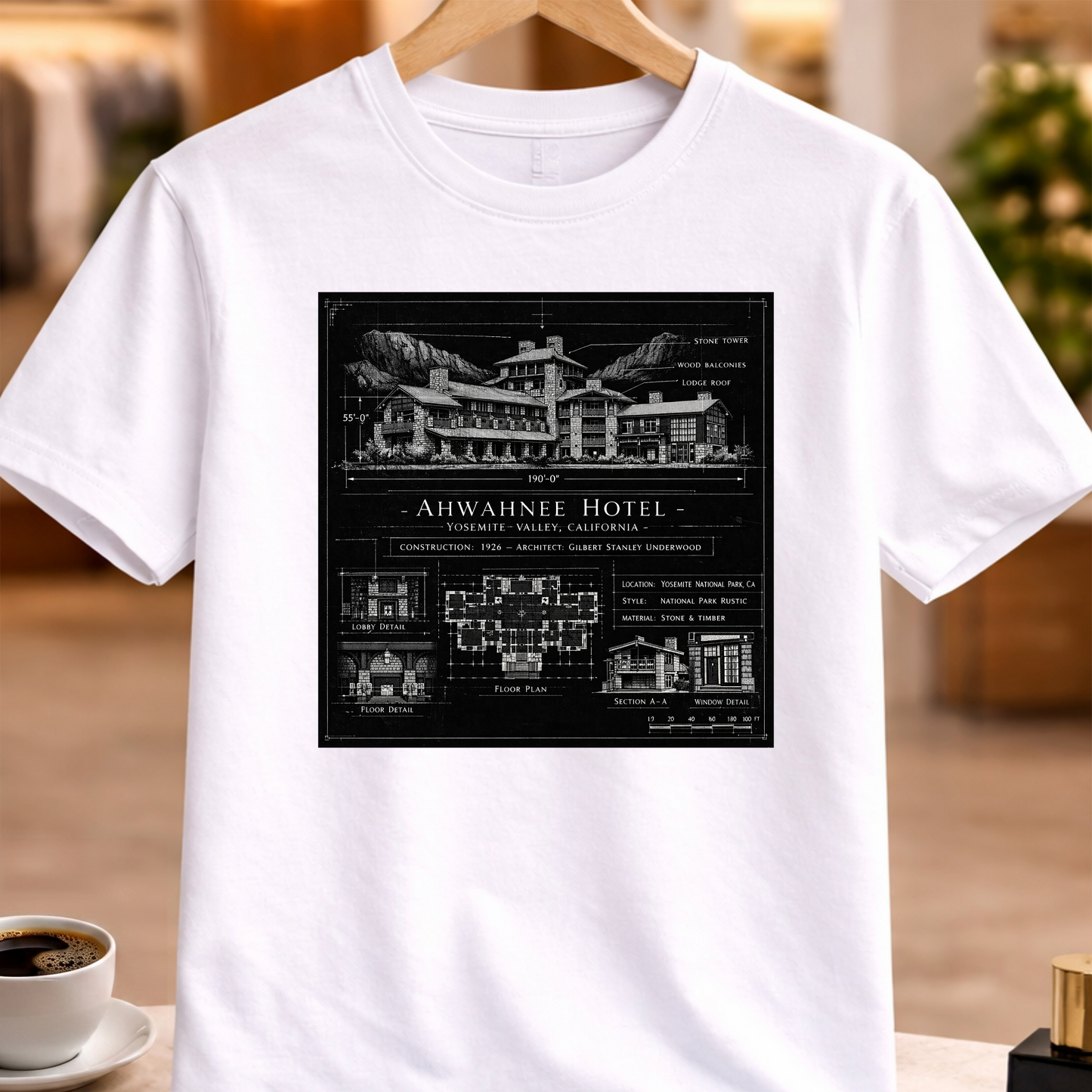 HERITAGE ARCHITECTURE AHWAHNEE HOTEL TEE