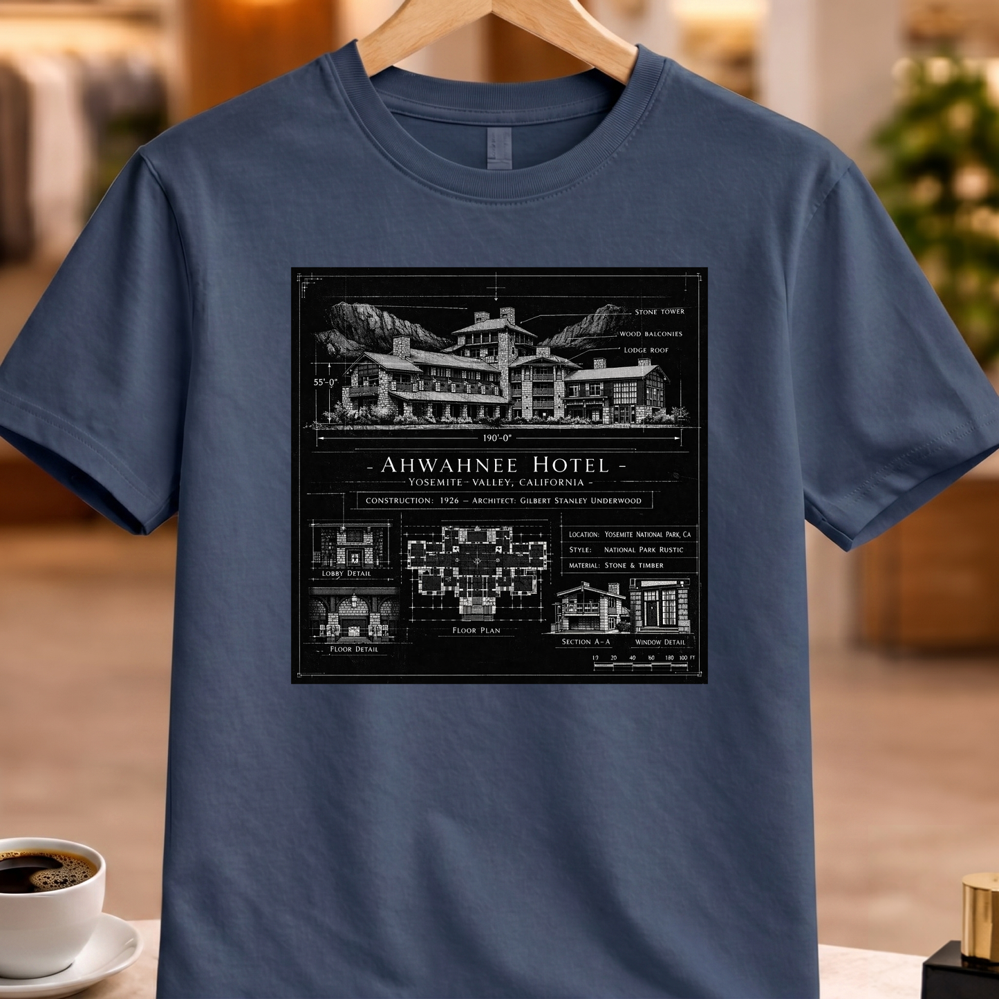HERITAGE ARCHITECTURE AHWAHNEE HOTEL TEE