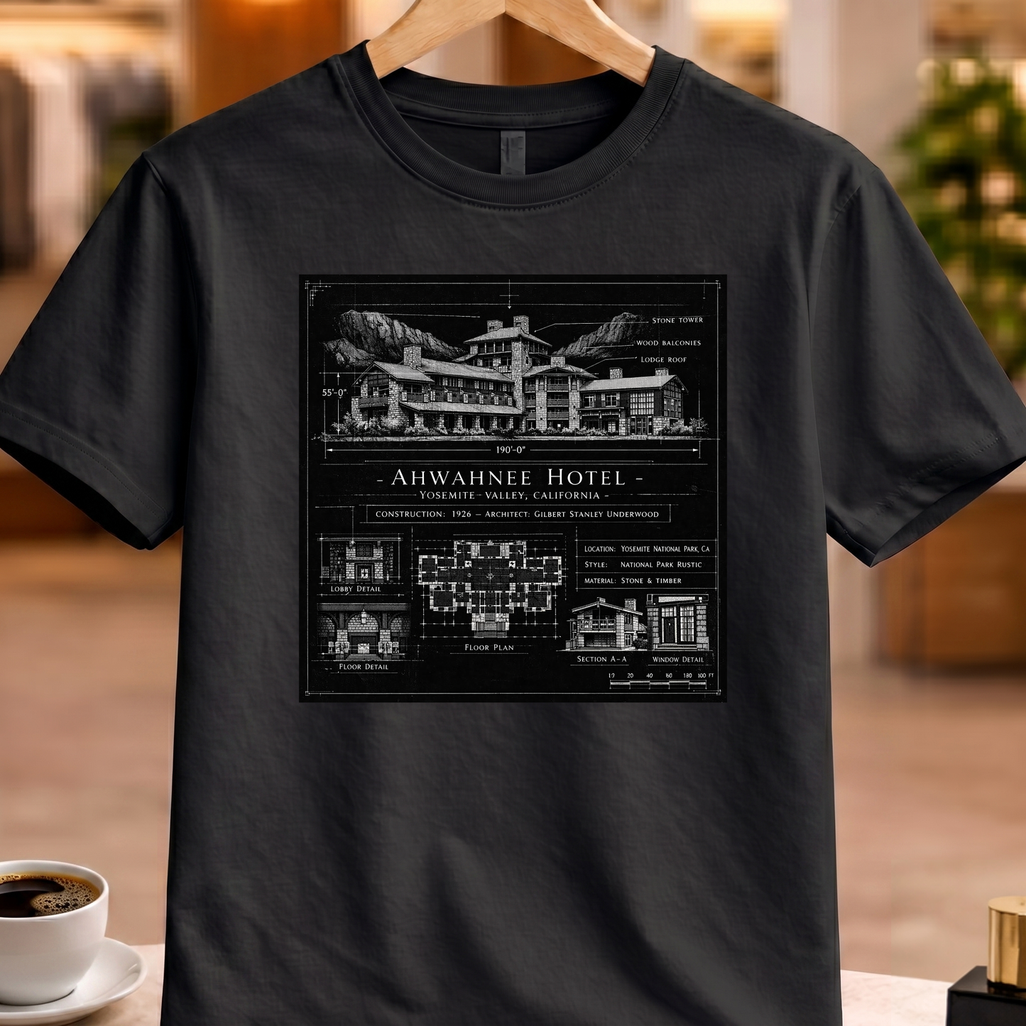 HERITAGE ARCHITECTURE AHWAHNEE HOTEL TEE