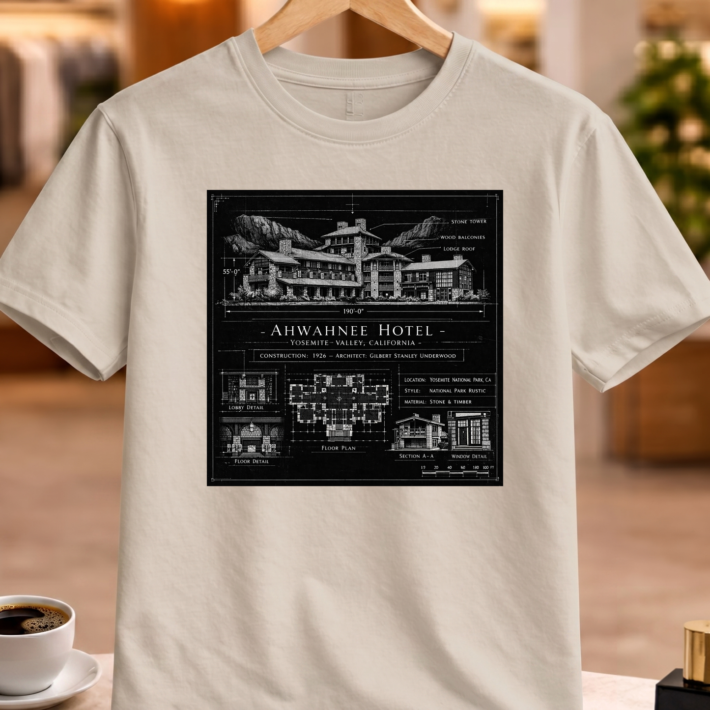 HERITAGE ARCHITECTURE AHWAHNEE HOTEL TEE