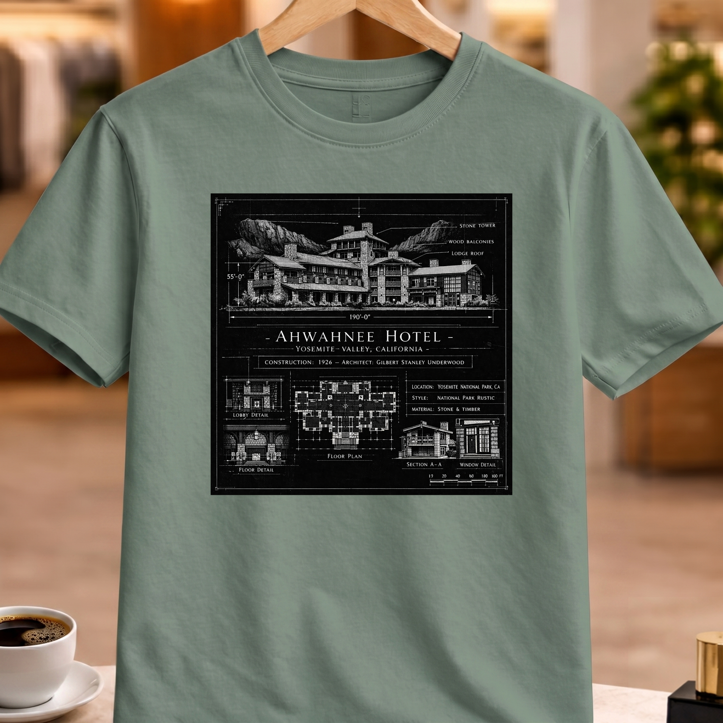 HERITAGE ARCHITECTURE AHWAHNEE HOTEL TEE