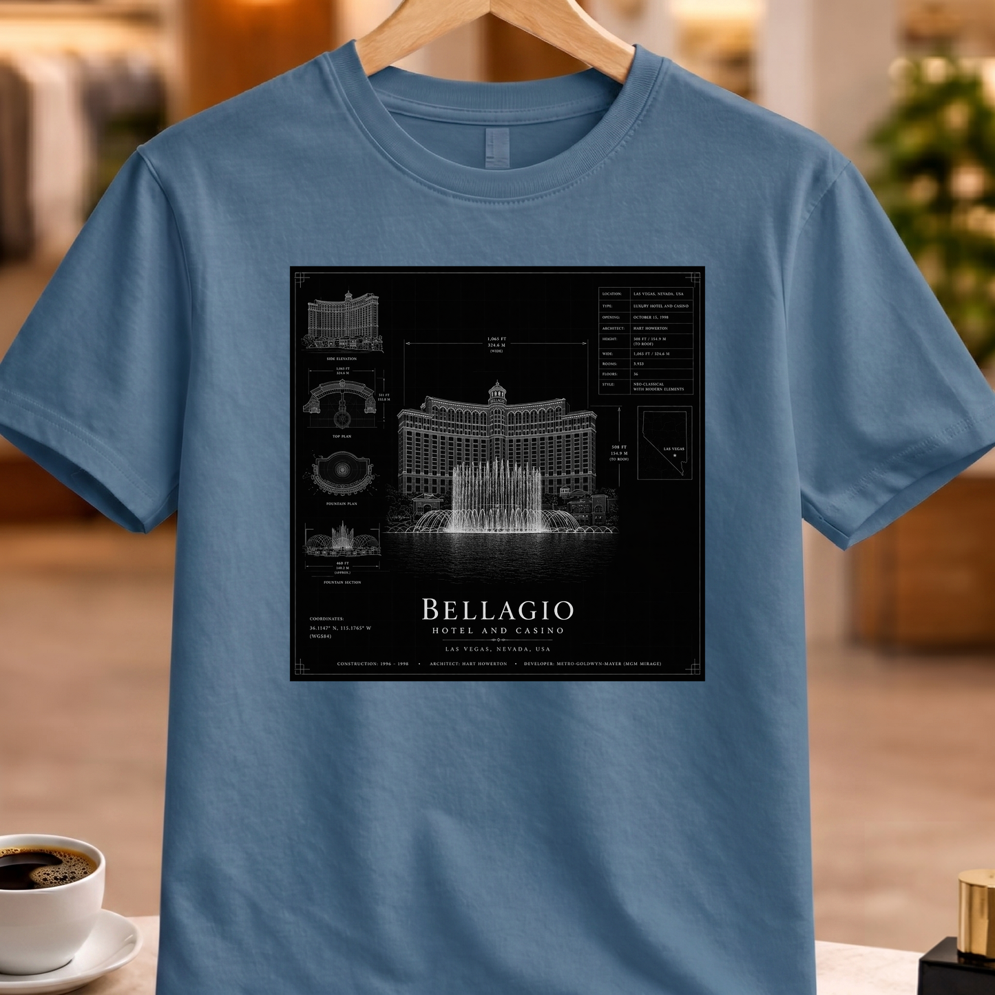 HERITAGE ARCHITECTURE BELLAGIO HOTEL AND CASINO TEE