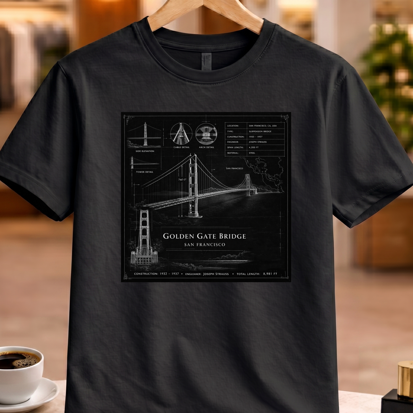 HERITAGE ARCHITECTURE GOLDEN GATE BRIDGE TEE