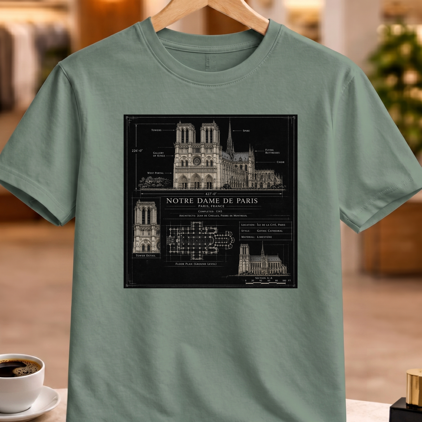 HERITAGE ARCHITECTURE NOTRE DAME TEE