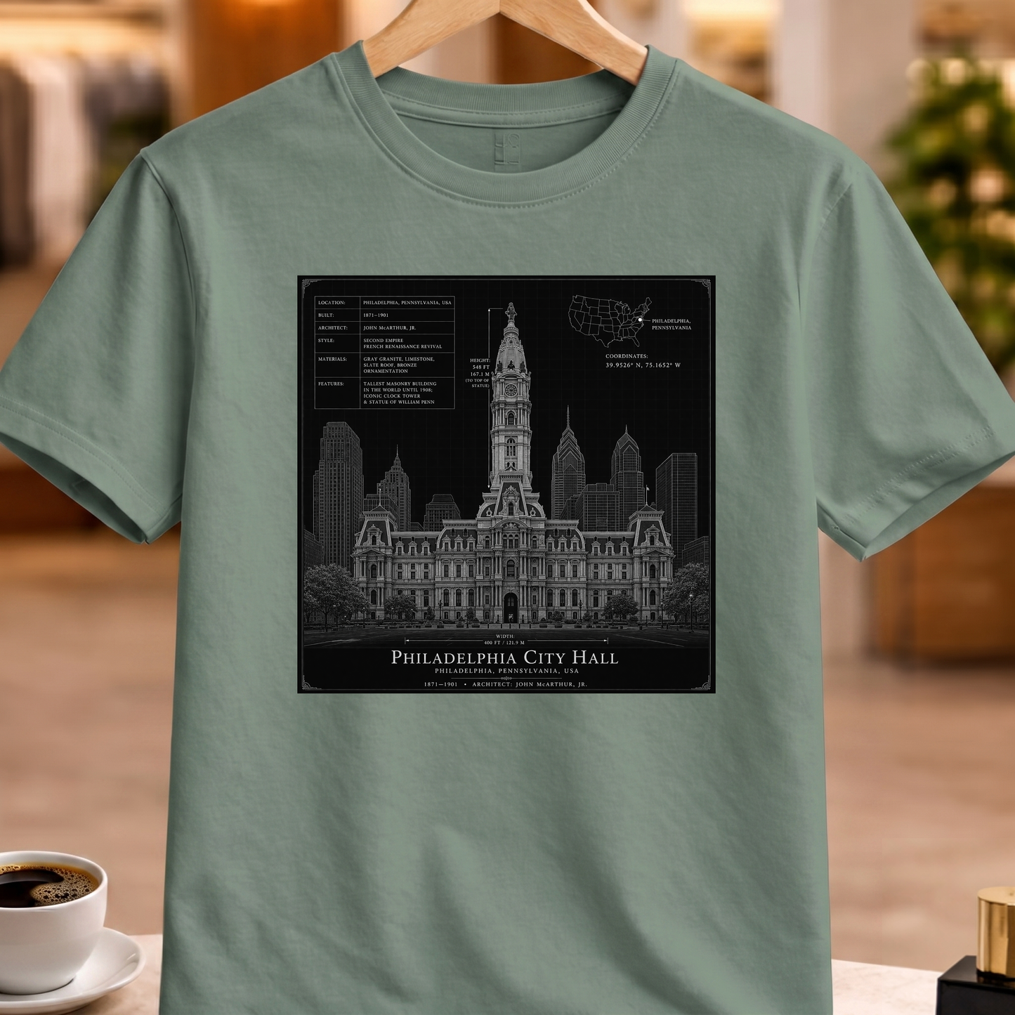 HERITAGE ARCHITECTURE PHILADELPHIA CITY HALL TEE