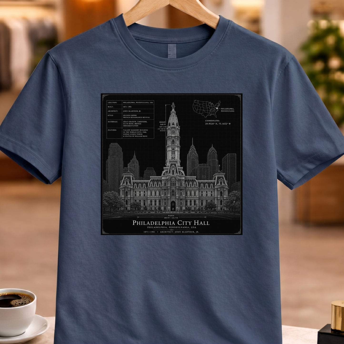 HERITAGE ARCHITECTURE PHILADELPHIA CITY HALL TEE