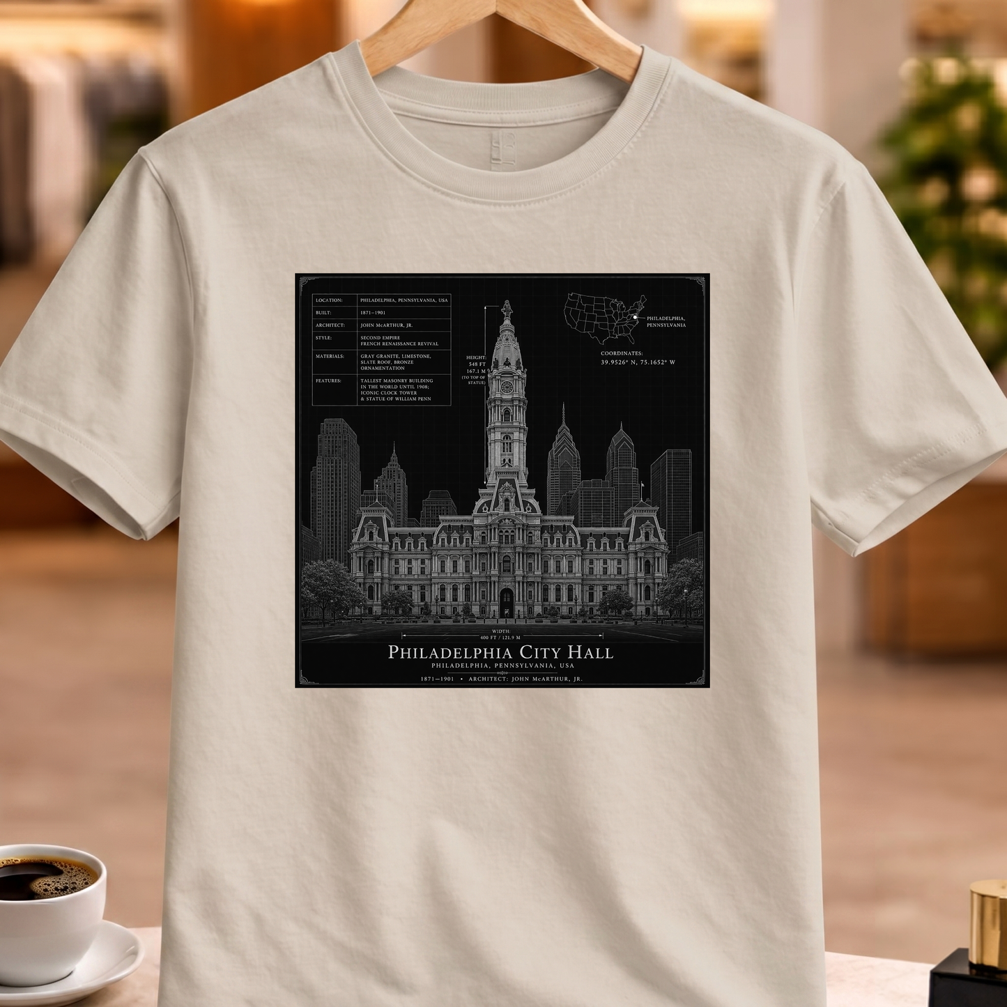 HERITAGE ARCHITECTURE PHILADELPHIA CITY HALL TEE