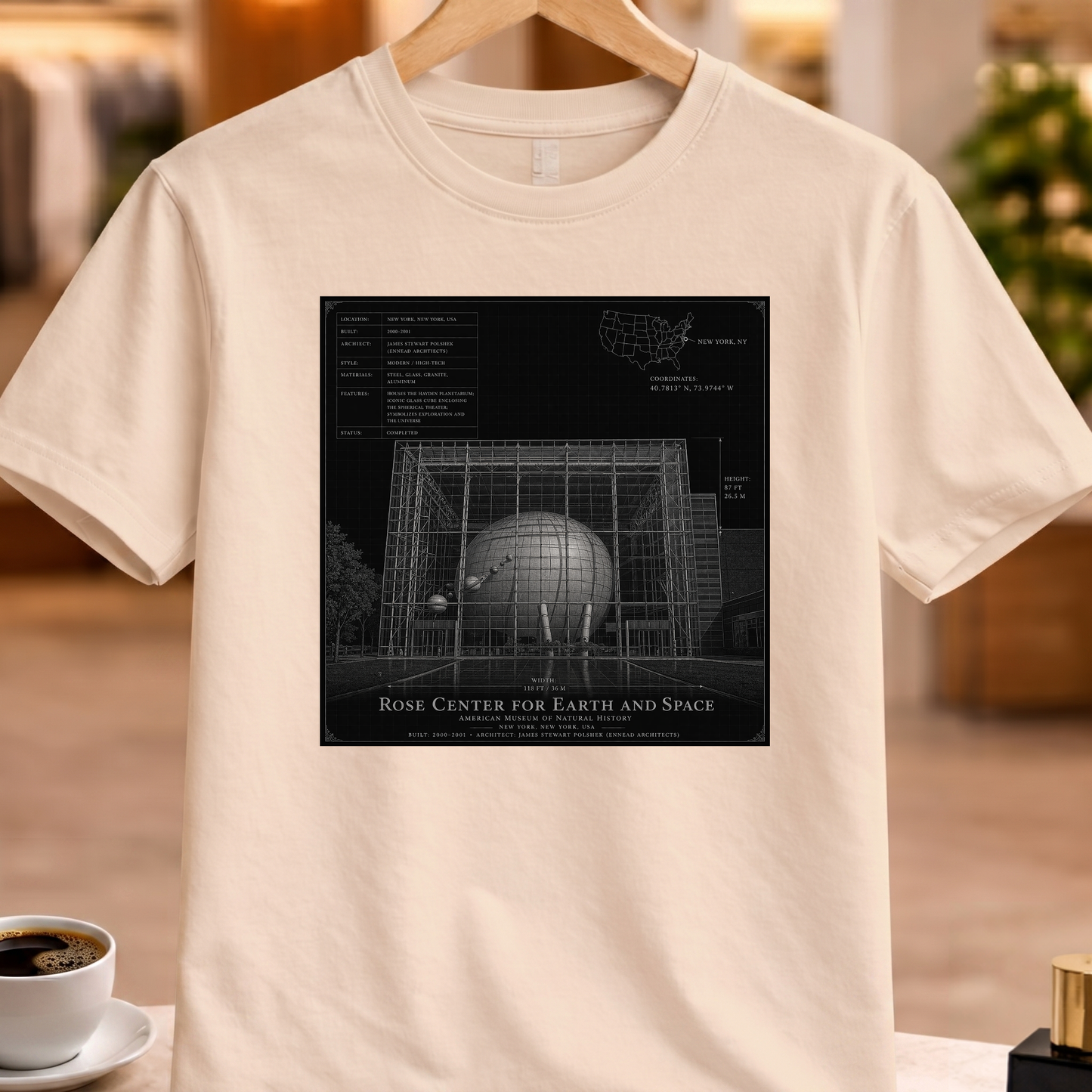 HERITAGE ARCHITECTURE ROSE CENTER FOR EARTH AND SPACE TEE