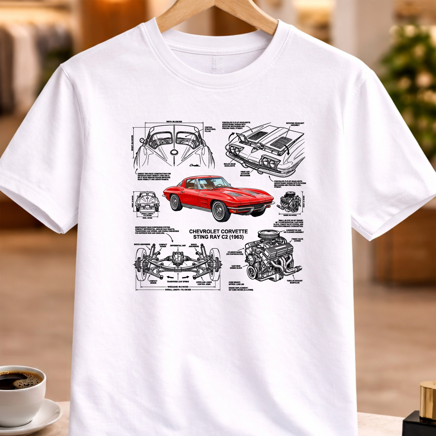 CHEVROLET CORVETTE STING RAY C2 1963 T-SHIRT