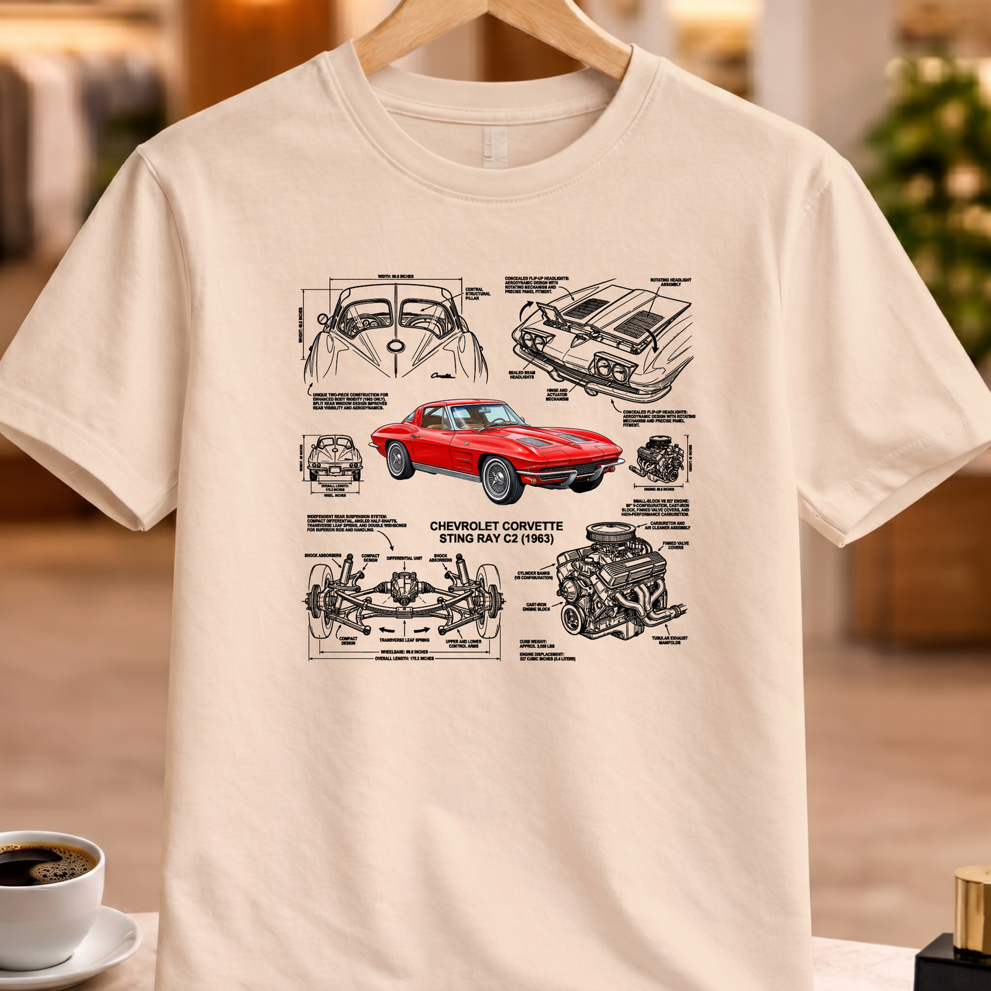 CHEVROLET CORVETTE STING RAY C2 1963 T-SHIRT