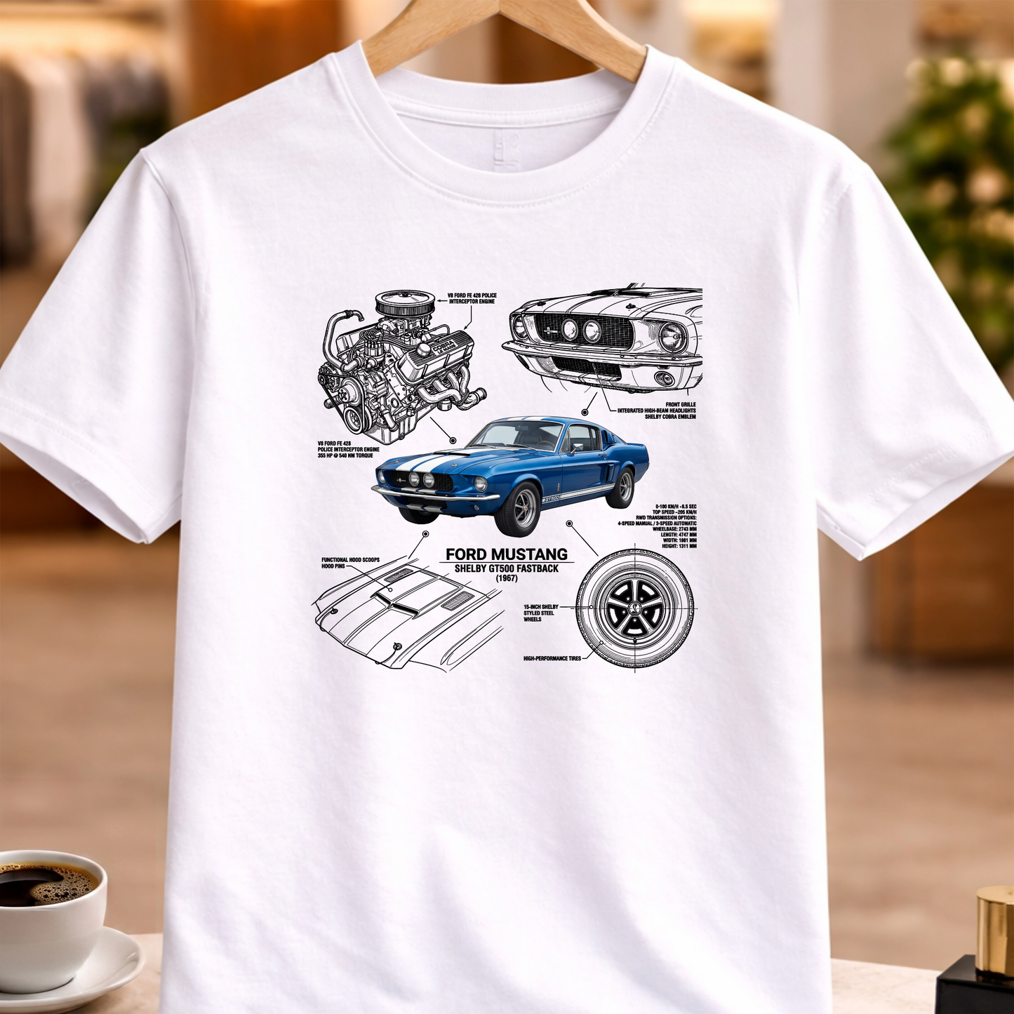 FORD MUSTANG SHELBY GT500 FASTBACK 1967 T-SHIRT