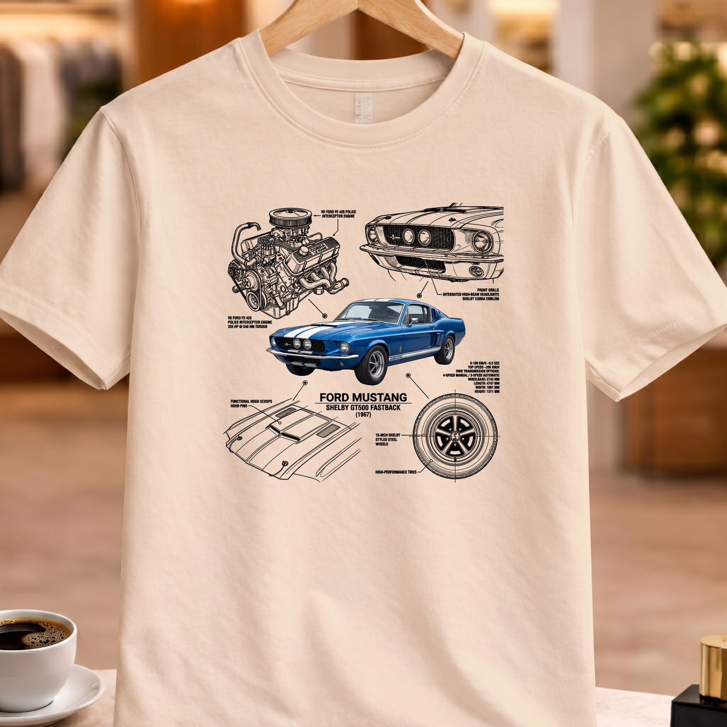 FORD MUSTANG SHELBY GT500 FASTBACK 1967 T-SHIRT