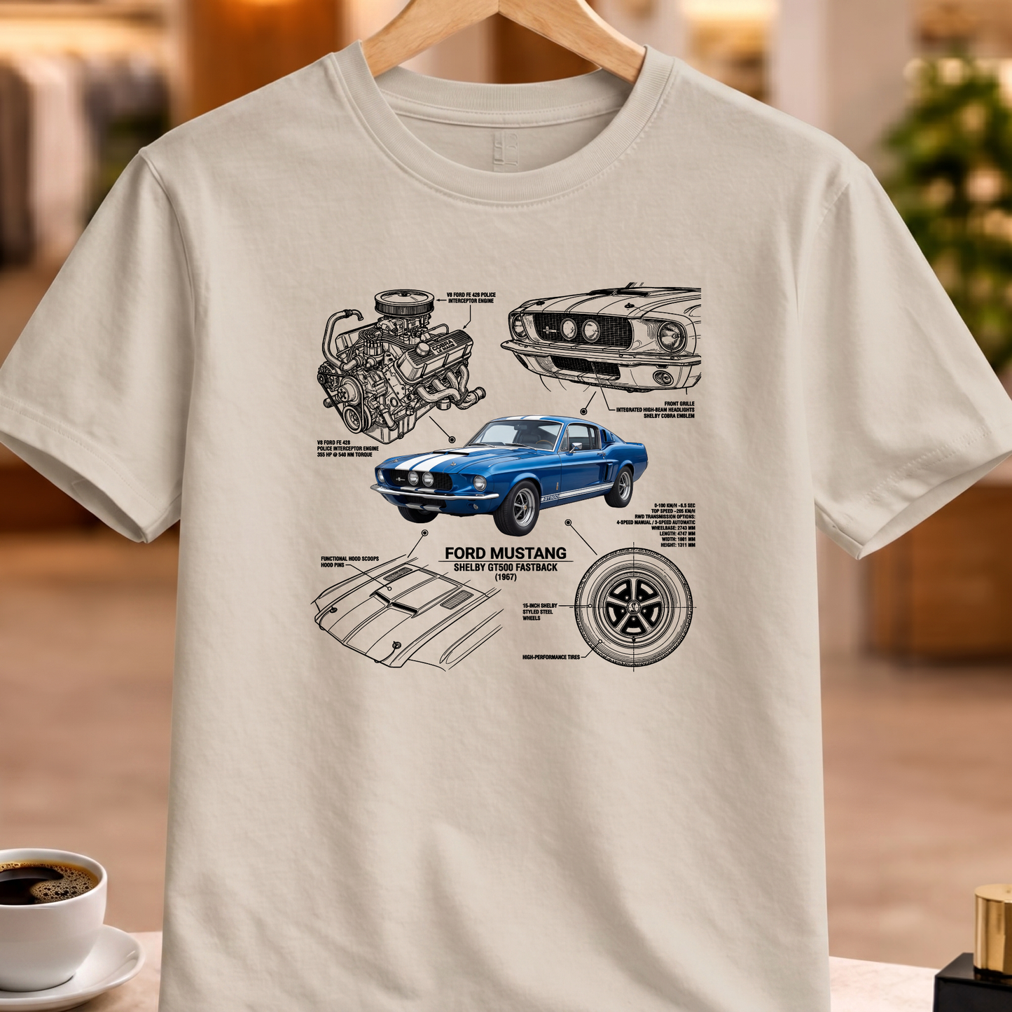 FORD MUSTANG SHELBY GT500 FASTBACK 1967 T-SHIRT