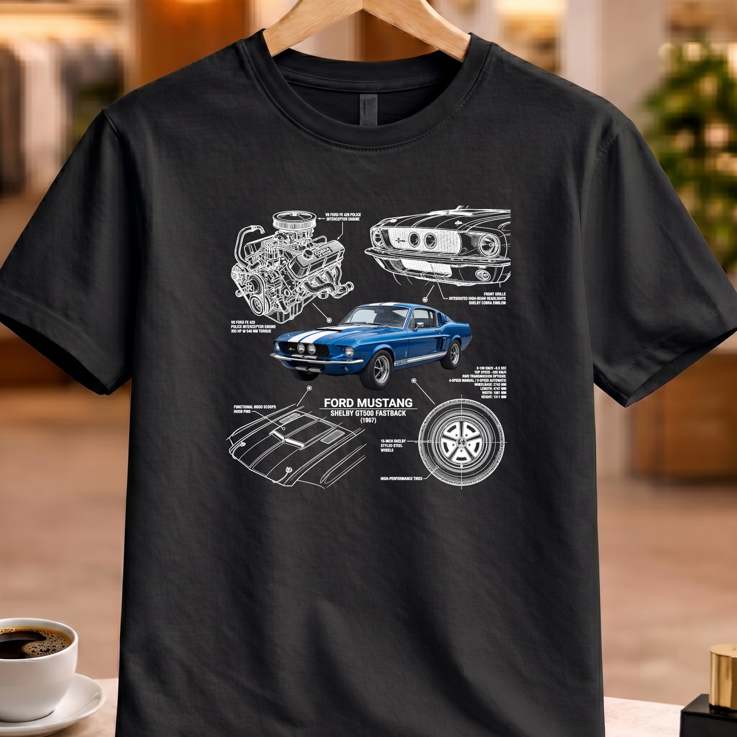 FORD MUSTANG SHELBY GT500 FASTBACK 1967 T-SHIRT