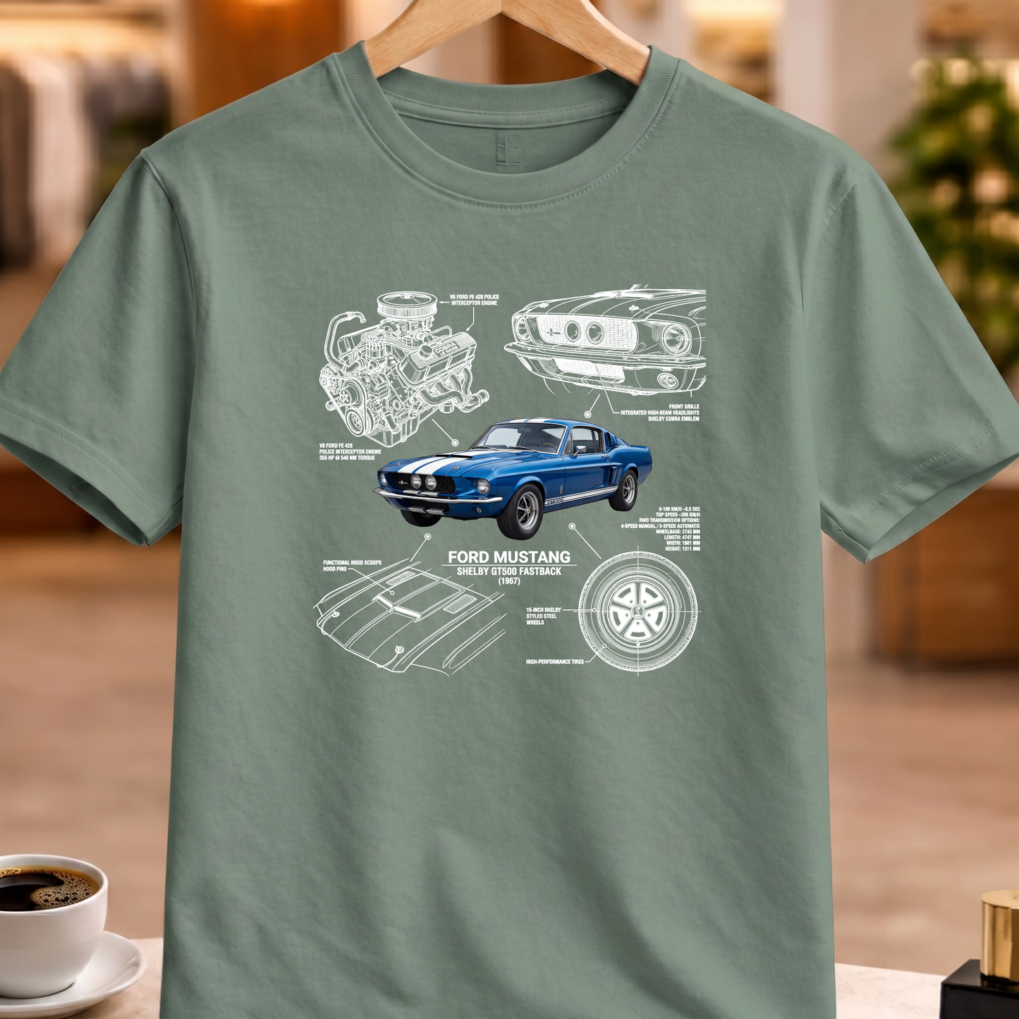 FORD MUSTANG SHELBY GT500 FASTBACK 1967 T-SHIRT