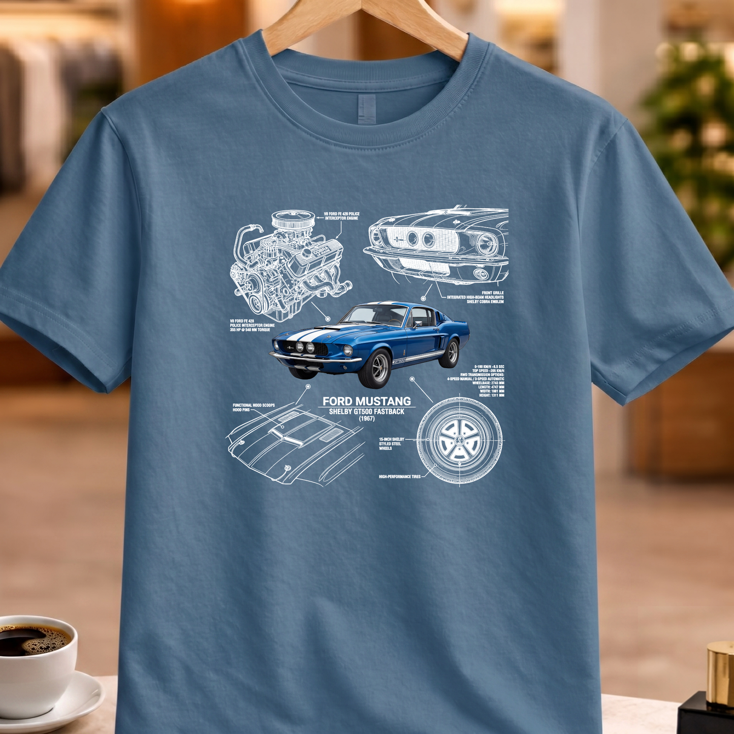 FORD MUSTANG SHELBY GT500 FASTBACK 1967 T-SHIRT