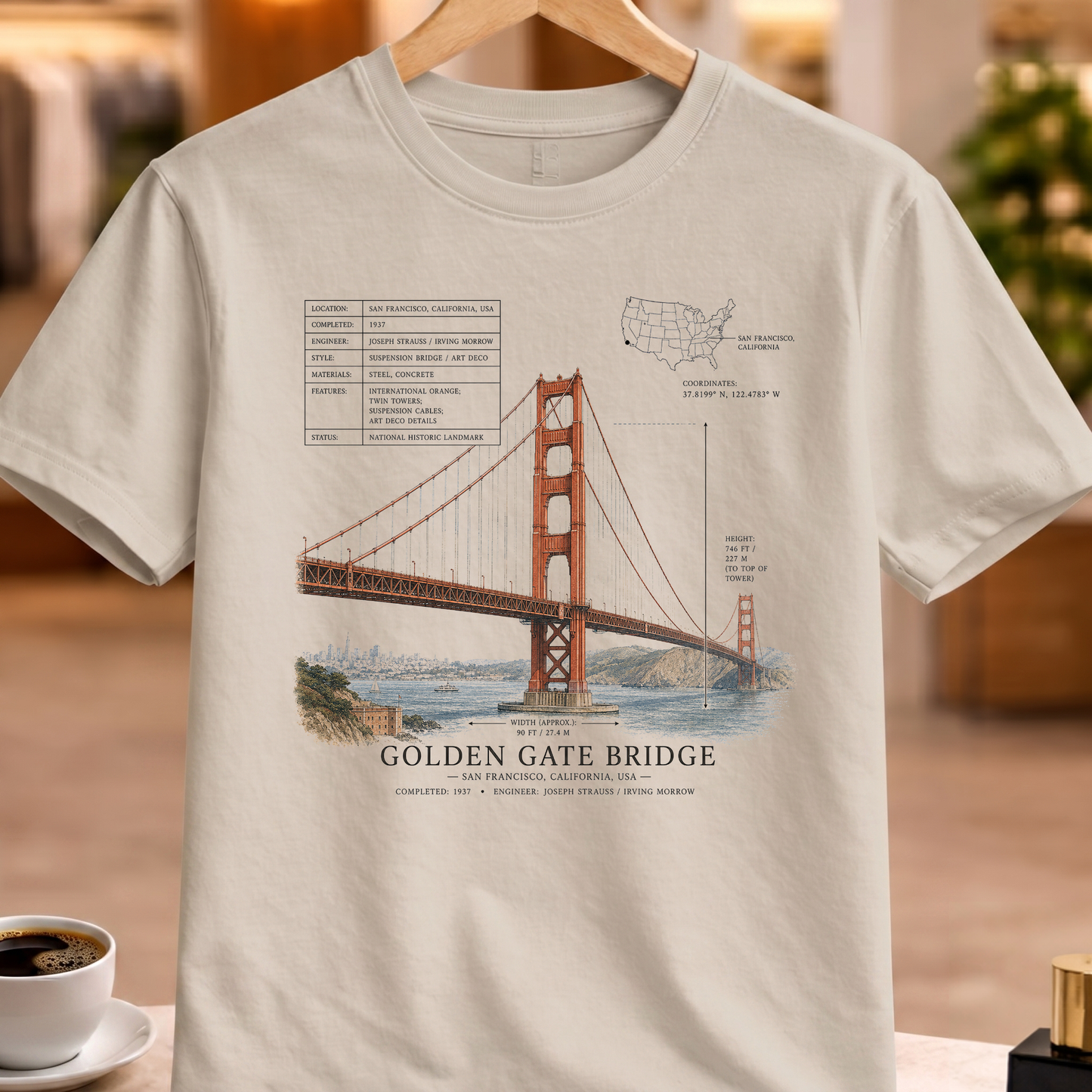HERITAGE STRUCTURAL GOLDEN GATE BRIDGE TEE