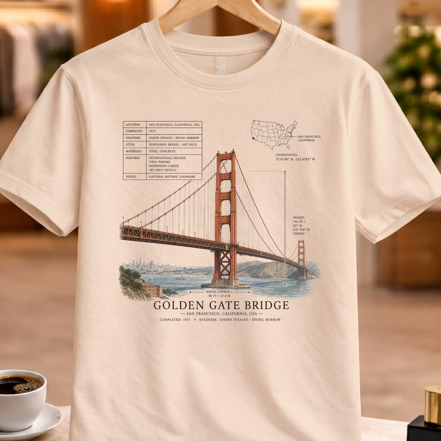 HERITAGE STRUCTURAL GOLDEN GATE BRIDGE TEE