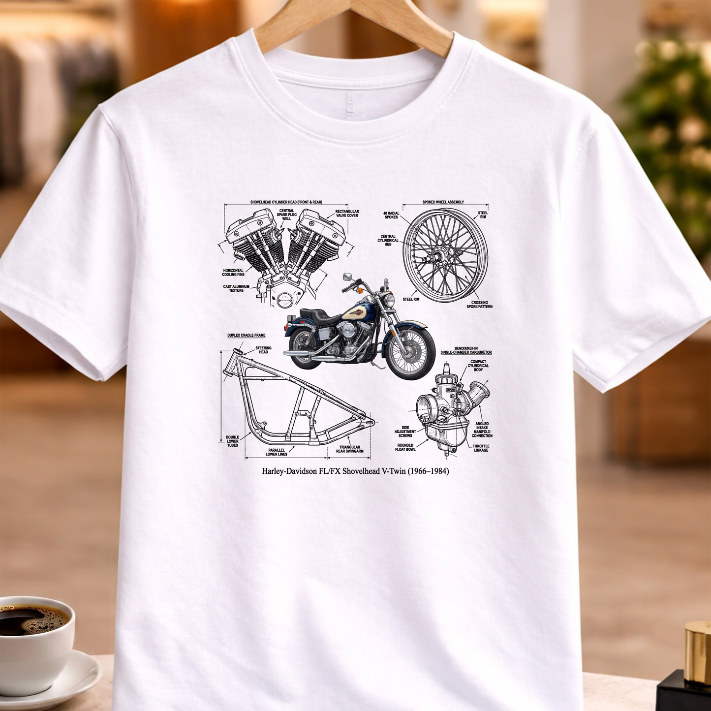 HARLEY-DAVIDSON FL-FX SHOVELHEAD V-TWIN (1966-1984) T-SHIRT