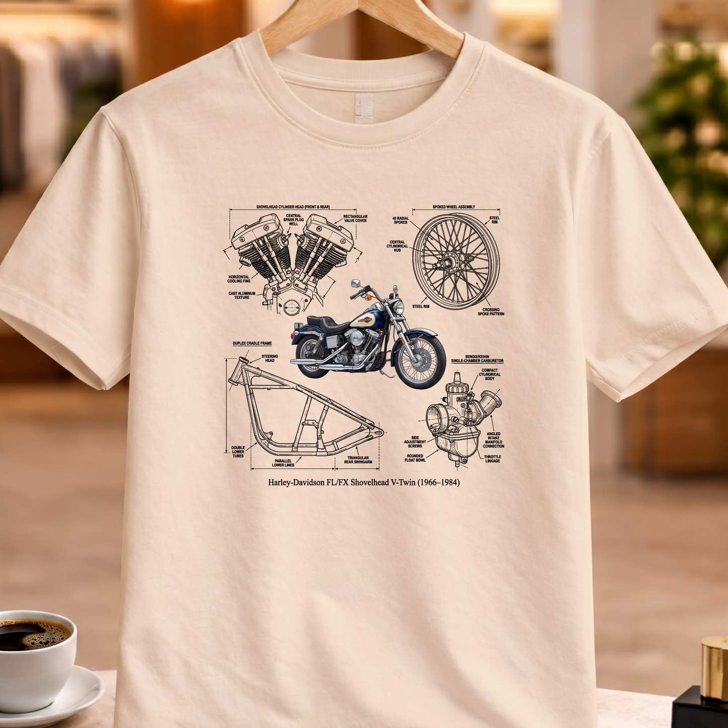 HARLEY-DAVIDSON FL-FX SHOVELHEAD V-TWIN (1966-1984) T-SHIRT