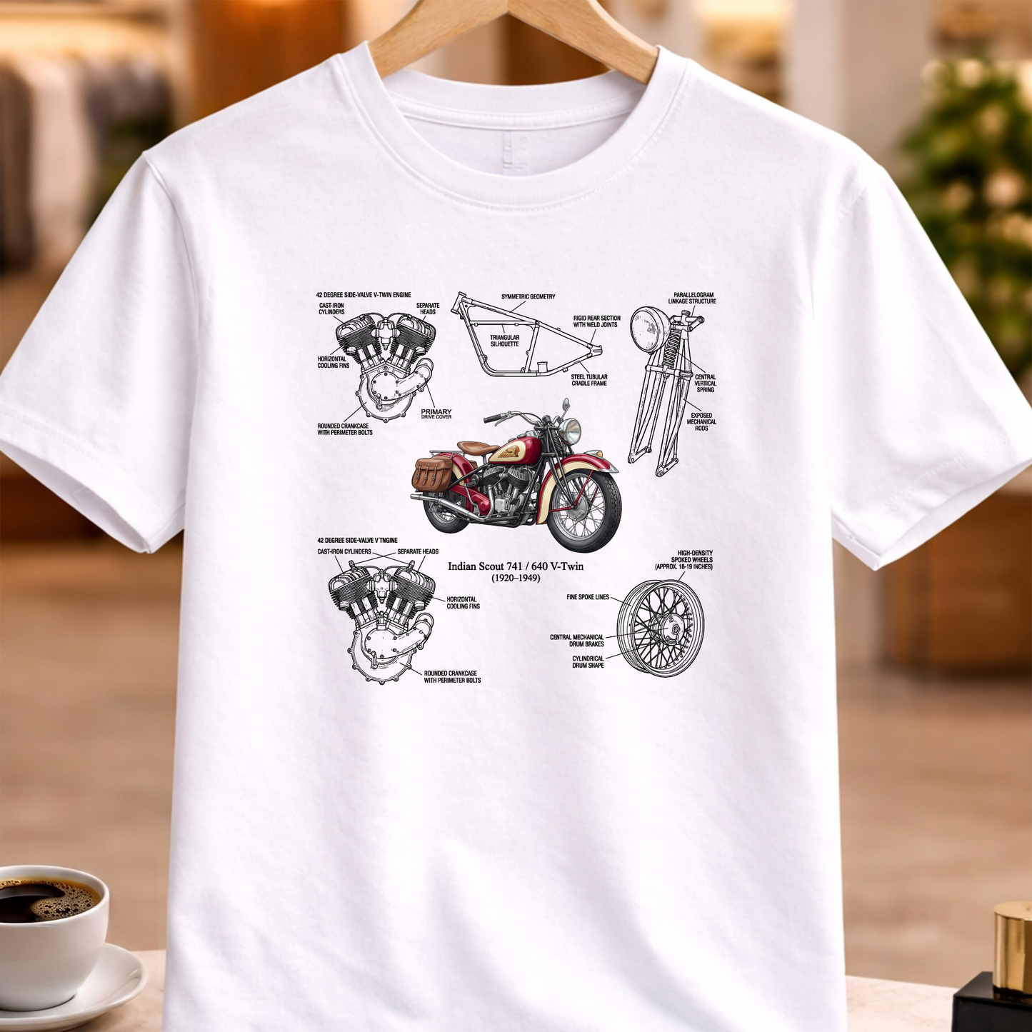 INDIAN SCOUT 741 - 640 V-TWIN (1920-1949) T-SHIRT