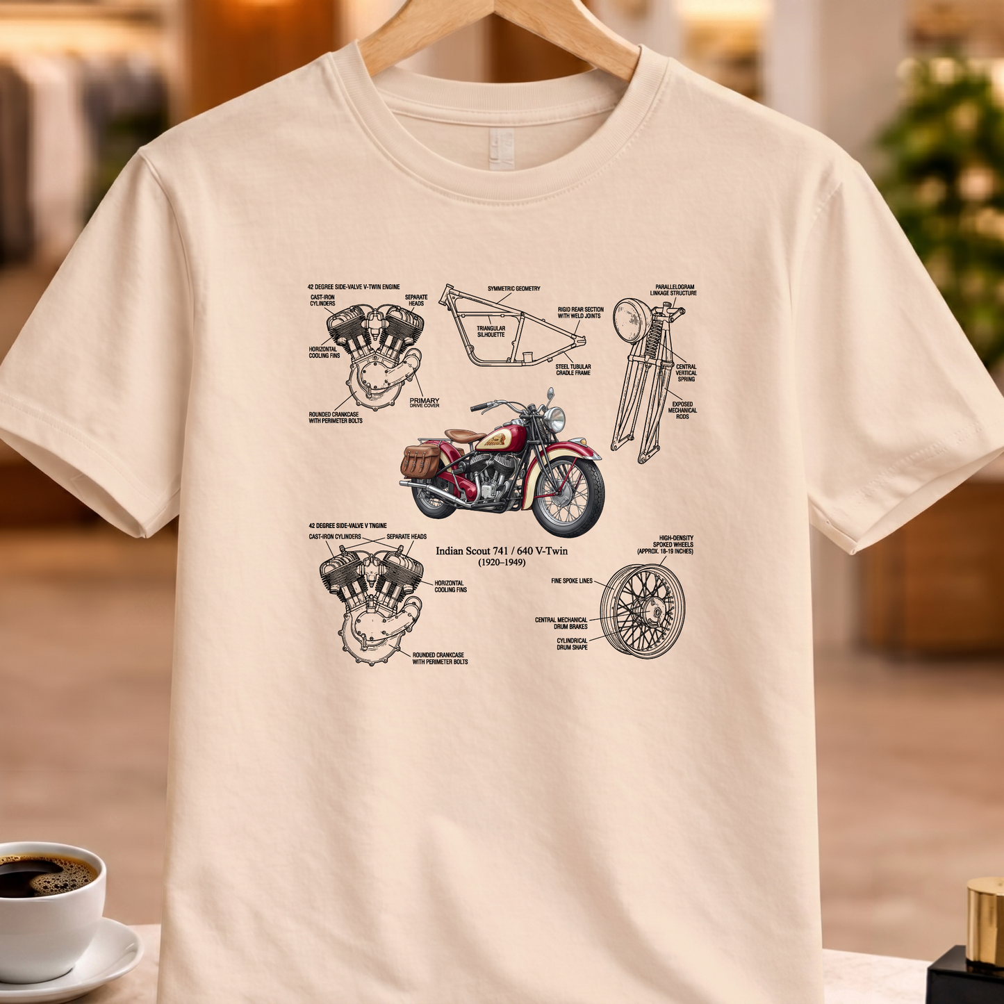 INDIAN SCOUT 741 - 640 V-TWIN (1920-1949) T-SHIRT